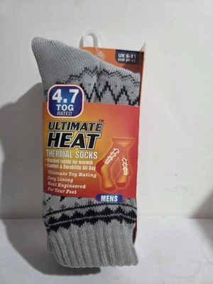 Ultimate Heat Thermal Socks – 4.7 TOG – Men’s Warm Winter Socks Size (6-11) UK