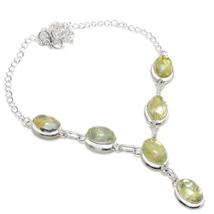 Rutilated Quartz Gemstone Handmade 925 Sterling Silver Jwelery Bracelet Sz 7-8" - Picture 1 of 1