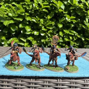 Saurus Scar-Veteran on Aggradon + 3 Aggradon Lancers Warhammer Seraphon Painted - Picture 1 of 19