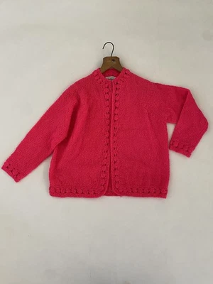 De Colección Rosanna Mediano M Telar a Mano Cárdigan Suéter Británico Hong Kong Rosa Brillante Foto 1 de 4