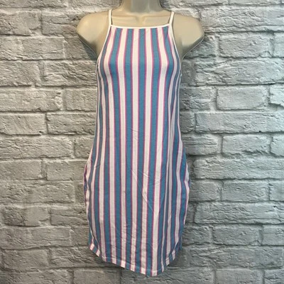 Vestido sin mangas American Apparel Cali Sun & Fun a rayas - Grande - Rosa, Azul, Blanco Foto 1 de 4