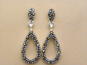 PRECIOSOS PENDIENTES DE PIEDRA DE MARCASITA GENUINA ¡NUEVOS! - Imagen 1 de 1