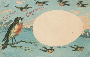 Easter HTL Hold-To-Light Post Card Birds ca. 1910 Germany - Picture 1 of 2