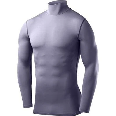 TCA PowerLayer Mock Mens Compression Top Grey Long Sleeve Running Run Jogging - Image 1 of 2