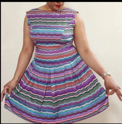 Vestido Shoshanna Sin Mangas Plisado 100% Seda Multicolor Talla 12 Foto 1 de 4