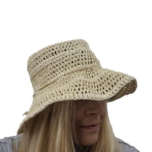 The Scala Collection Sombrero Cubo de Playa Bronceado 100% Papel Abuela Costera Minimalista - Imagen 1 de 10