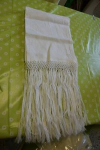 Asciugamani lino bianco damascato frange 122+30+30X69 (23) Towel B14 ° - Picture 1 of 3