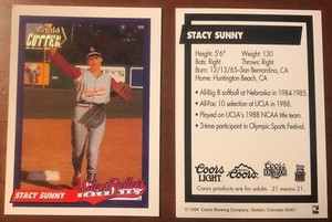 1994 Colorado Silver Bullets Coors Cutter STACY SUNNY Baseball Card
