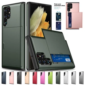Card Wallet Holder Shockproof Case For Samsung S25 S24 S23 S22 Ultra S21+ Note20 - Imagen 1 de 22
