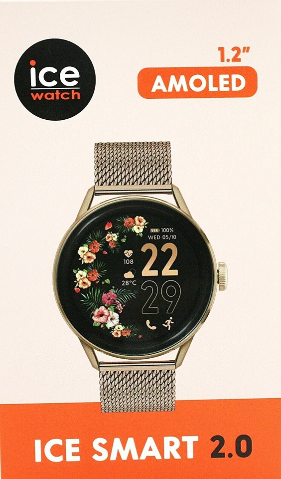 ICE-WATCH Smartwatch ICE Smart 2.0 Rund Roségoldfarben mit Milanaiseband 023394