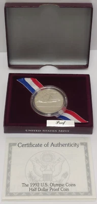 1992-S U.S. PROOF HALF DOLLAR OLYMPIC COIN C/N - Image 1 of 4
