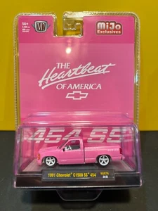 1/64 M2 MIJO EXCLUSIVES 1991 CHEVROLET C1500 SS 454 PICKUP PINK CHASE CAR - Picture 1 of 2