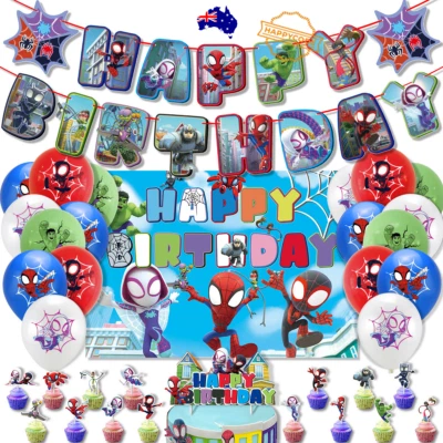 Spiderman And His Amazing Friends Birthday Party Balloons Banner Set Home Decor - image 1 of 4