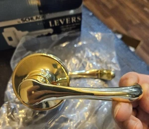 NEW In BOX Dexter Schlage Polished Brass Passage Lever Door Handle J40-TOR-605 - Picture 1 of 13