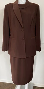 Louise Ricci Woman's Suit 2PC Jacket Skirt Brown Sz 12 ~ BEAUTIFUL ~ - Picture 1 of 7