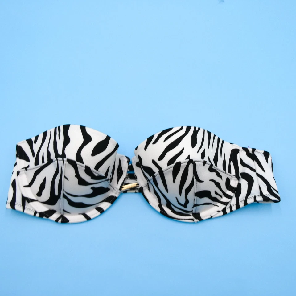 Roupa de banho Victorias Secret 34B branca zebra metal recorte bandeau acolchoado biquíni top - Imagem 1 de 4