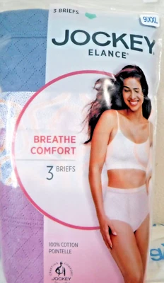 Jockey Elance Breathe 3 comfort Briefs 100% cotton Pointelle sz 9 Blue plum mix - Image 1 of 4