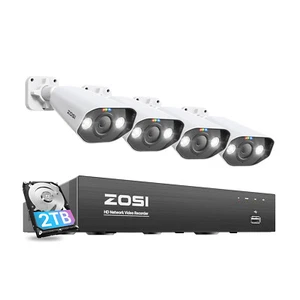 ZOSI 8CH 4K POE NVR Überwachungskamera Set 2TB HDD Außen 5MP IR Netzwerk Kamera - Foto 1 di 13
