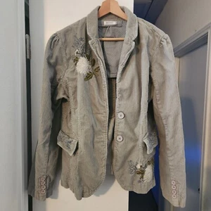Johnny Was JW Los Angeles Embroidered Flowers Cord Light Mint Green Jacket - Bild 1 von 5