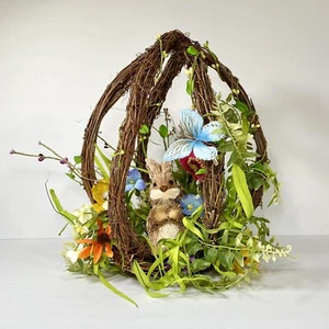 Pier 1 Bunny Rabbit Organic Egg Nest Floral Easter Centerpiece Spring Butterfly - Picture 1 of 11