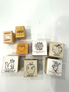 Vintage 80's-90's Wooden Stamps Mixed Bundle Lot of 8 (Some New - Some Used) - Picture 1 of 9