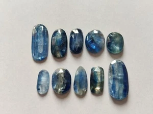 pietra preziosa cianite blu naturale fondo piatto 46Ct cianite per fare gioielli 10pic - Foto 1 di 5