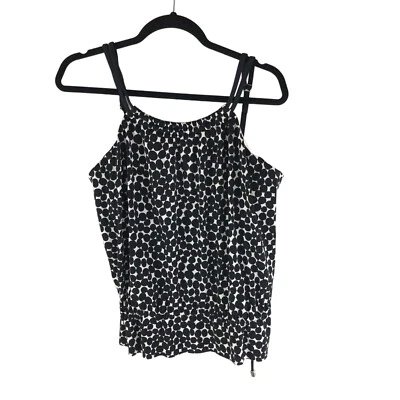 Traje Mágico Tankini Top Cintura Cincha Con Aros Lunares Geométricos Negro Blanco 10 Foto 1 de 4
