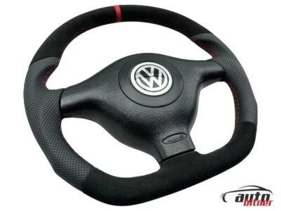 TUNING Lenkrad Lederlenkrad Alcantara PASSAT 3B Vw GOLF 4 BORA Abgeflacht Airbag - Bild 1 von 4