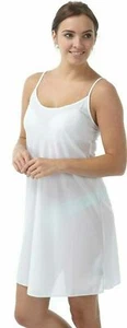 Vestido de noche blanco crema suave sedoso sensación satinada noche deslizable completo noche - Imagen 1 de 5