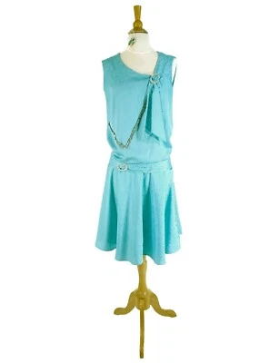 20s style flapper dress in aqua blue home sewn from authentic 1920s pattern - sm - Image 1 of 4