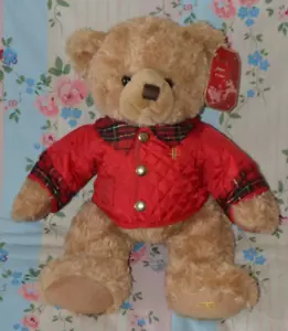 Tagged Harrods 2014 Jasper Christmas Bear Plush Soft Toy Approx 12" Seated - Picture 1 of 5