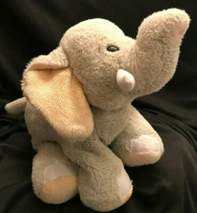 Baby Grey Elephant Sitting Velvety Soft Plush Zoo Animal Toy 10" L 9" Ganz - Picture 1 of 7