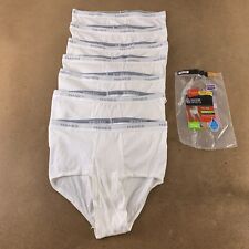 Hanes Men's Size 2XL (44-46") White Cotton Tagless Full Rise Briefs 7 Pack NWT