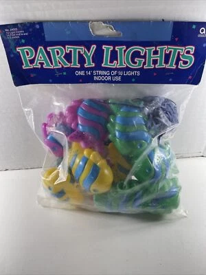 NUEVO STOCK ANTIGUO Luces de Fiesta Amscan Peces 14' Cadena de 10 Luces INTERIOR Foto 1 de 4