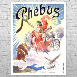 Plakat Phebus, 1900 | 24x33" Retro Fahrrad | Griechischer Gott Apollo - Bild 1 von 4