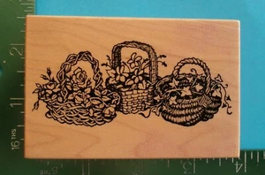 PSX BASKETS OF FLOWERS Rubber Stamp G-1304 - Picture 1 of 2