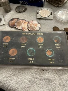 1982 LINCOLN CENTS P+D UNCIRCULATED seven coin set WATER DAMAGE - Picture 1 of 1