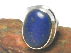 ANILLO ajustable de piedras preciosas ovaladas lapis de plata esterlina 925 - Imagen 1 de 6