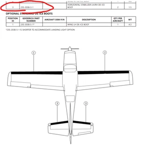 23S-2038-3-1 Ice Shield Cessna P210N Horizontal Stabilizer DeIce Boot - Picture 1 of 4