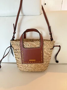 NUEVO CON ETIQUETAS BOLSO BANDOLERA HOUSE OF HARLOW 1960 PAJA IMITACIÓN CUERO BOLSO DE MANO - Imagen 1 de 7