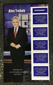2024USA #5907 Forever Alex Trebek Jeoperdy! - Header Side Plate Strip of 5  mint - Picture 1 of 1