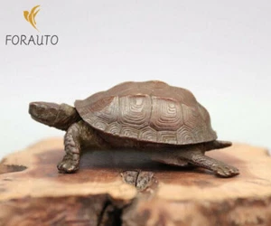 Amuleto chino de bronce puro de 2,16" tortuga tortuga longevidad escultura Fengshui - Imagen 1 de 9