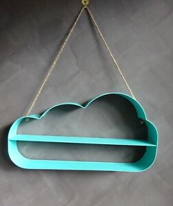 Hanging Cloud Wall Shelf / Display shelf decorator item - Aqua colour