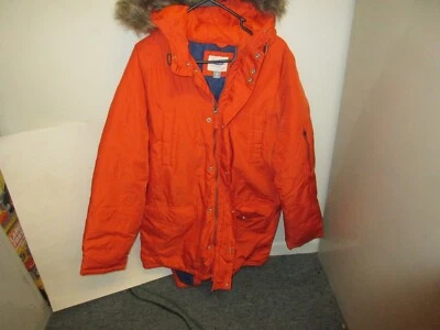 NUEVO Abrigo para hombre Old azul marino naranja con capucha con borde de piel sintética S430585 abrigo para nieve talla XL Foto 1 de 4