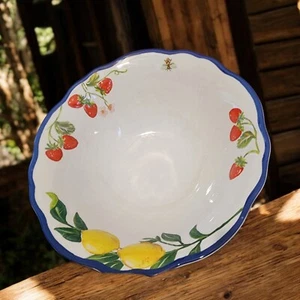 Primel Vintage Floral LG Servierschale Biene Zitrone Erdbeeren Melamin, Neu ohne Etikett - Bild 1 von 5