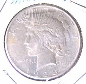 1925 P $ 1 Frieden Silber Dollar falsch geschlagen XSELTEN NEUWERTIG FEHLER Münzoberseite der Krone AU - Bild 1 von 5