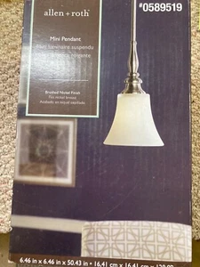 Burnished Nickel Modern Bell Pendant Light Complete With Globe Allen + Roth New - Picture 1 of 2