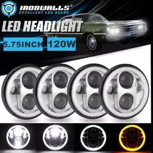 4Pcs 5.75" INCH Chrome LED Headlights Hi-Lo DRL for Chrysler Newport 1958-1978 - Picture 1 of 12