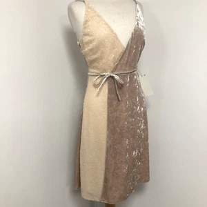 Next UK Size 10 Nude & Pink Wrap Dress Velvet & Sequin Party/Occasion New w/Tag - Picture 1 of 13