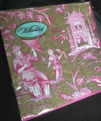 Caspari Pagoda Silk Road Toile Cocktail Napkins 20 Count Chinoiserie Chic💕 - Image 1 of 4